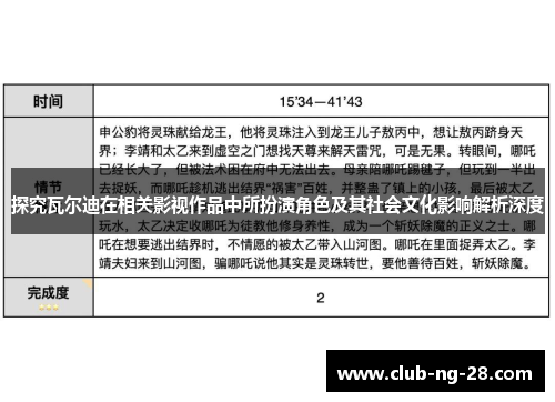 探究瓦尔迪在相关影视作品中所扮演角色及其社会文化影响解析深度