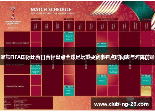 聚焦FIFA国际比赛日赛程盘点全球足坛重要赛事看点时间表与对阵前瞻