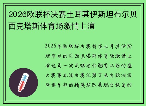 2026欧联杯决赛土耳其伊斯坦布尔贝西克塔斯体育场激情上演 2026欧联杯决赛土耳其伊斯坦布尔贝西克塔斯体育场激情上演